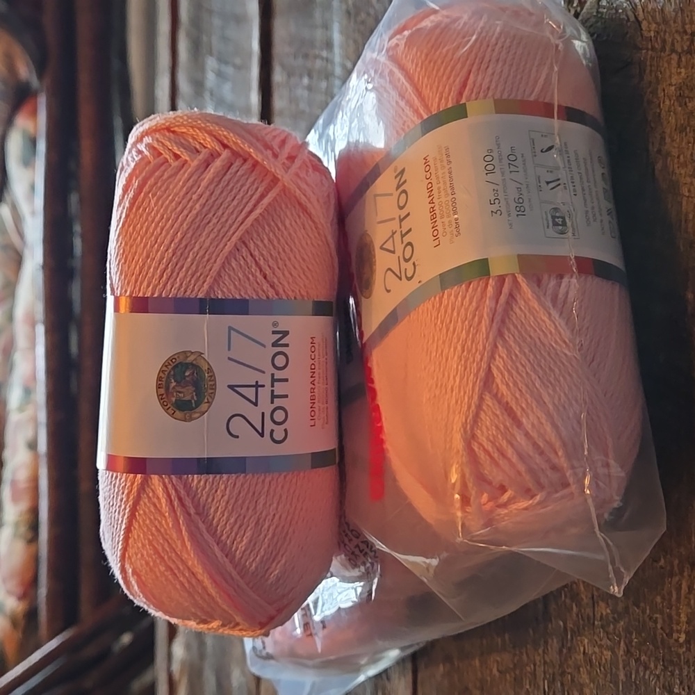 Lion Brand 24/7 100% Cotton Pink Lemonade, 4x 186 yards, 100 grams